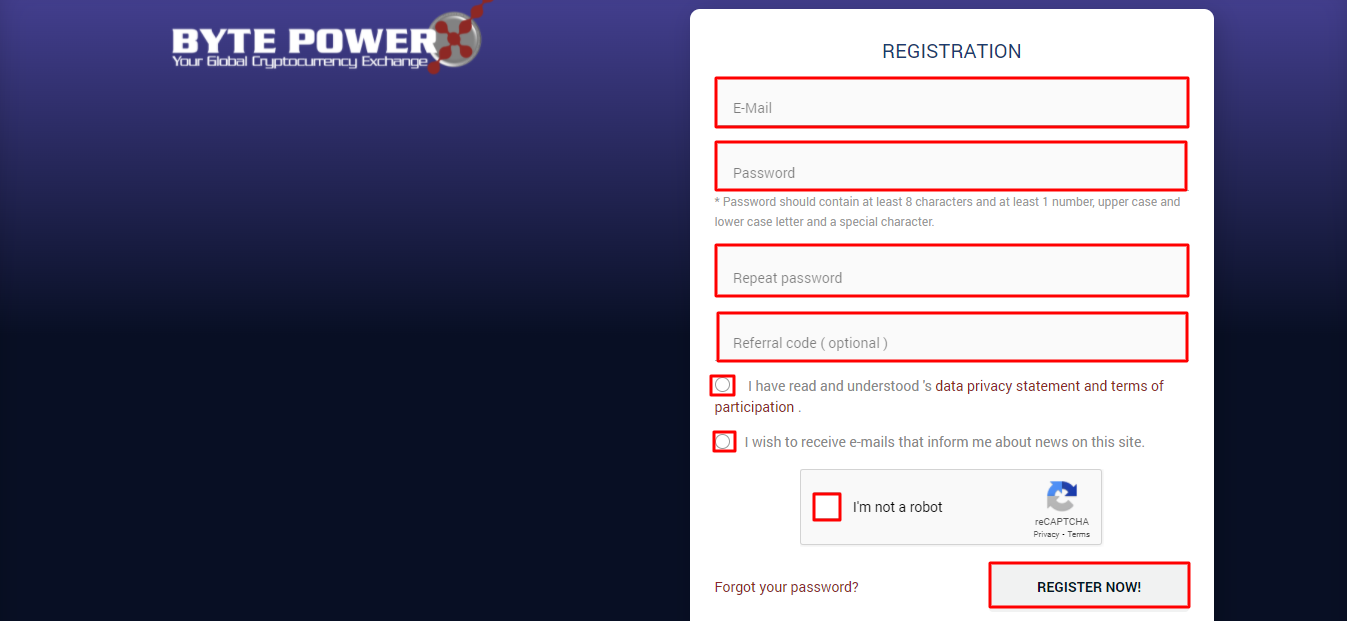 How to register on Byte Power X Singapore cryptocurrency exchange